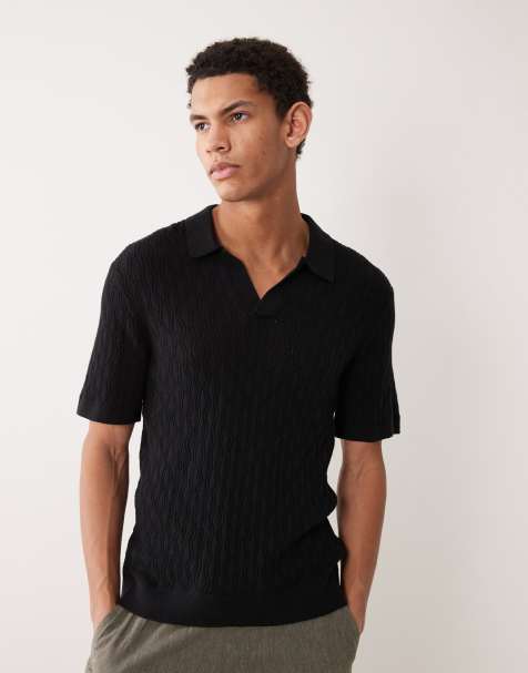 Abercrombie & Fitch knit short sleeve polo shirt in black - view 1