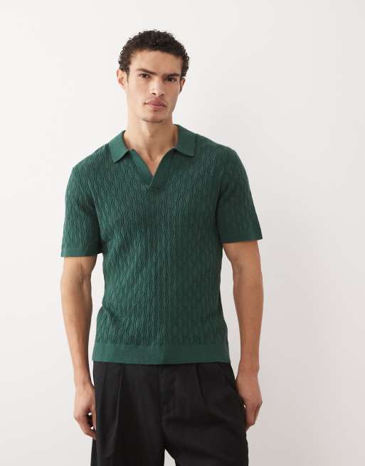 Abercrombie & Fitch knit short sleeve polo shirt in green | ASOS
