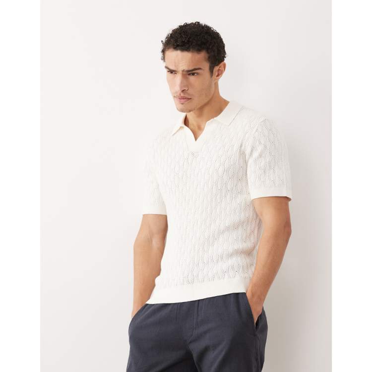 Abercrombie & Fitch knit short sleeve polo shirt in white | ASOS