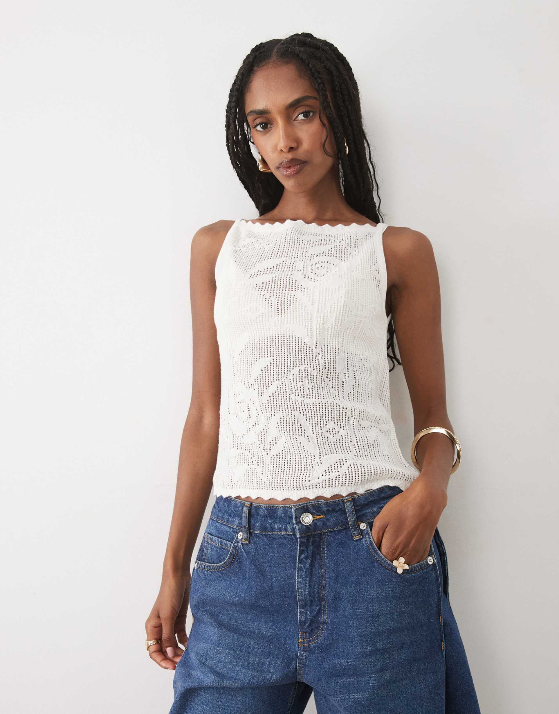 abercrombie & fitch knit sleeveless top in oatmeal