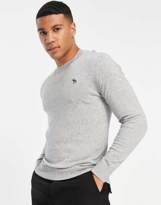 Abercrombie & Fitch knitted jumper in grey - ASOS Price Checker