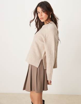 knit sweater in taupe-Neutral