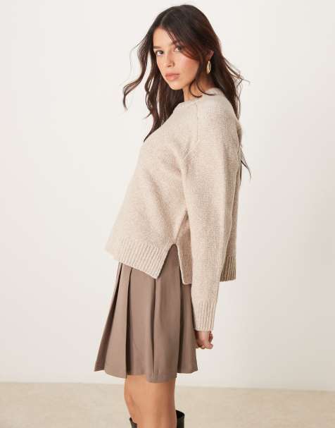 Abercrombie & Fitch knit sweater in taupe - view 1