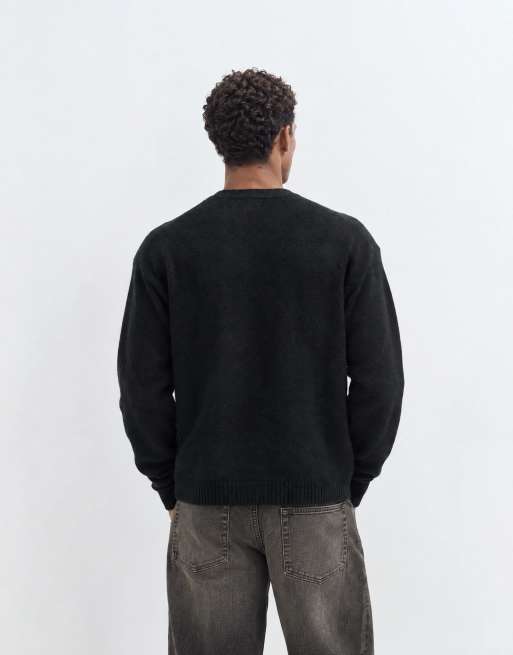Abercrombie & Fitch knitted chicago graphic crew neck jumper in black, 9 of 10