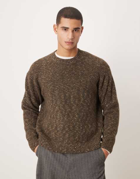 Abercrombie & Fitch knitted crew neck jumper in brown - view 1