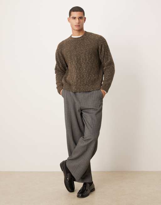 Abercrombie & Fitch knitted crewneck jumper in brown, 2 of 5