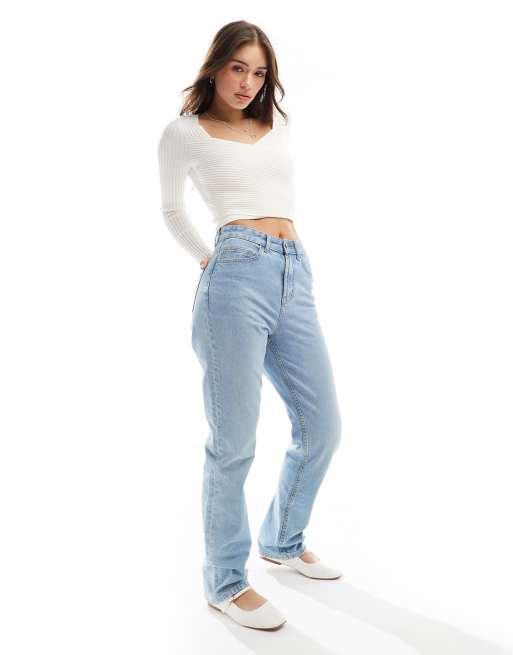 Abercrombie Fitch knitted crossover cropped jumper in cream ASOS