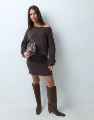 Abercrombie & Fitch knitted jumper dress in brown | ASOS