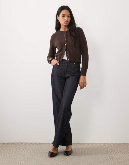 Abercrombie & Fitch knitted micro cardigan in brown, 2 of 4