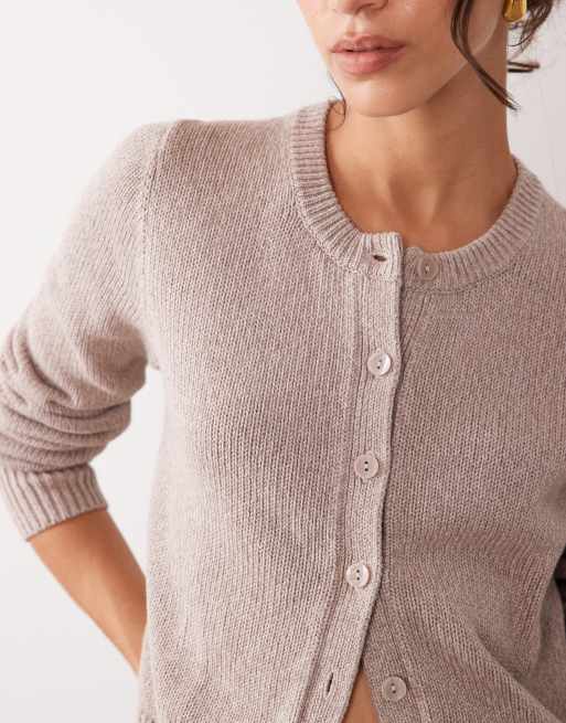 Abercrombie & Fitch knitted micro cardigan in oatmeal, 3 of 4