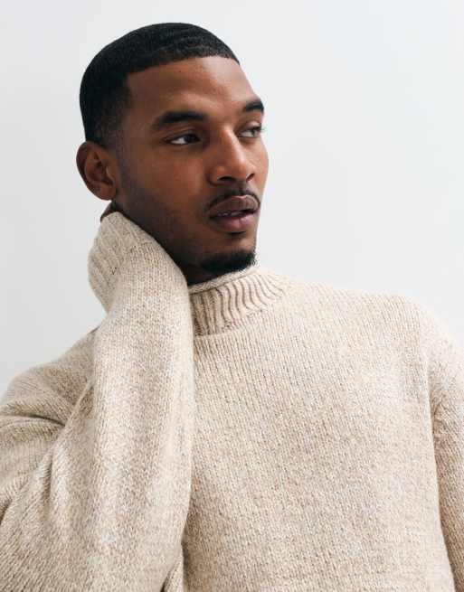 Abercrombie & Fitch knitted mockneck jumper in cream, 2 of 5