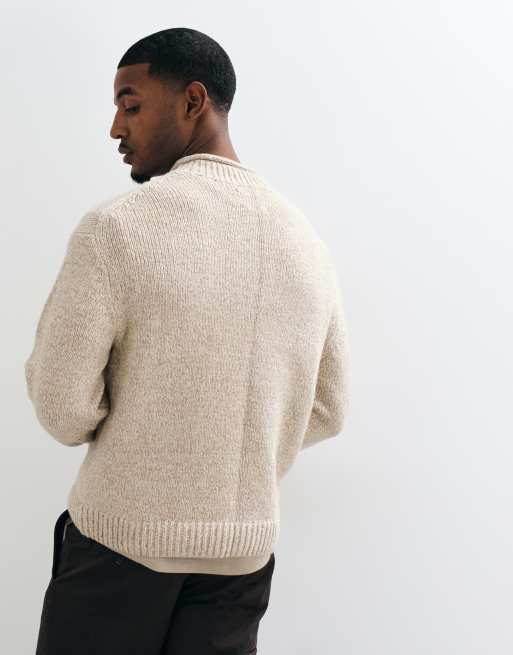 Abercrombie & Fitch knitted mockneck jumper in cream, 4 of 5