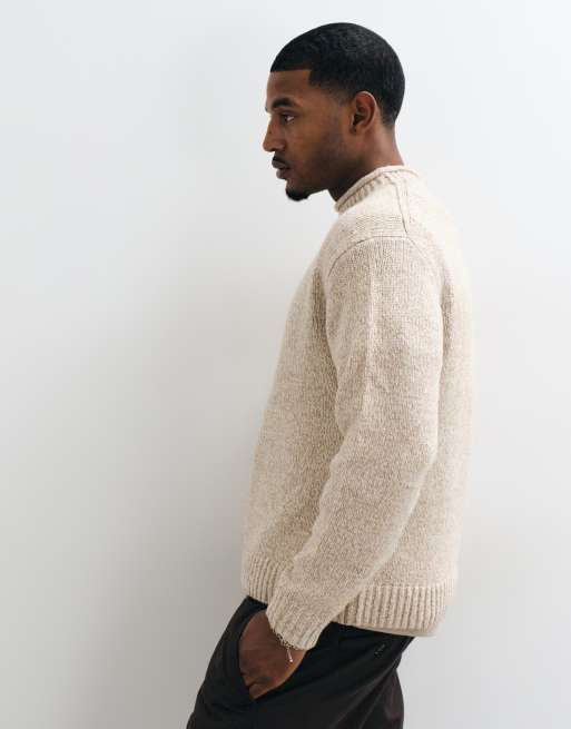 Abercrombie & Fitch knitted mockneck jumper in cream, 5 of 5