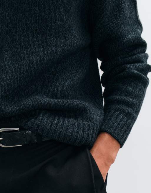 Abercrombie & Fitch knitted mockneck jumper in dark green, 2 of 5