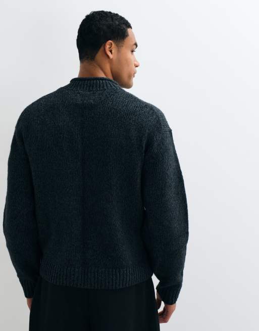Abercrombie & Fitch knitted mockneck jumper in dark green, 5 of 5