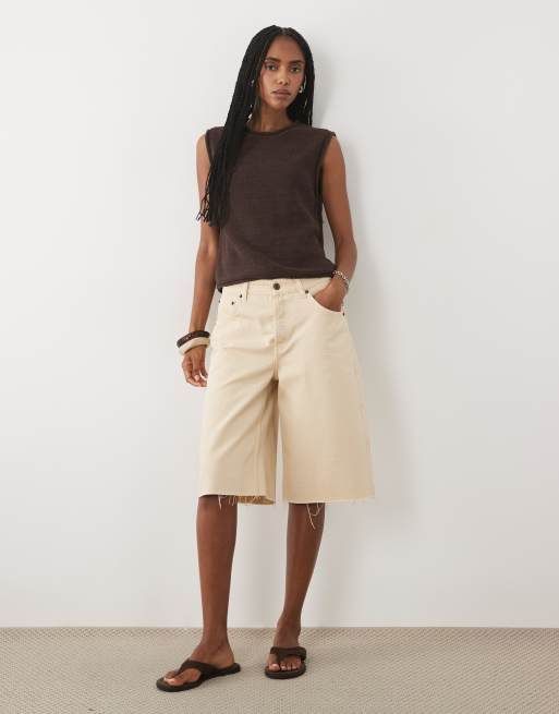 Abercrombie & Fitch knitted pointelle shell top in brown, 3 of 4