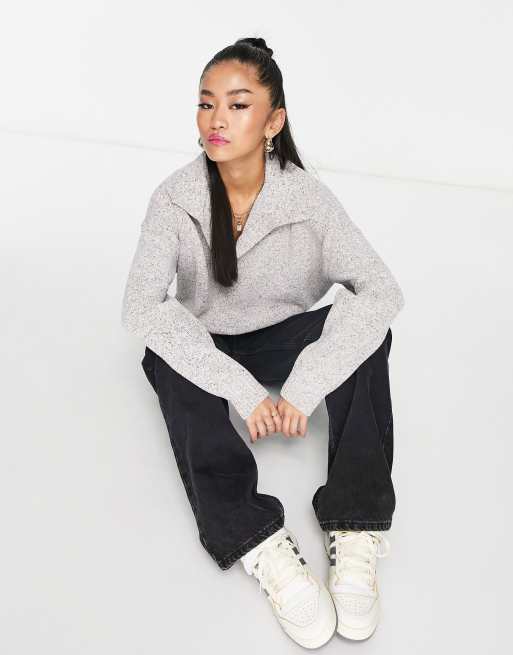 Abercrombie & Fitch knitted polo jumper in grey ASOS