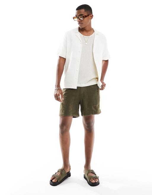 Abercrombie Fitch knitted polo shirt in off white ASOS