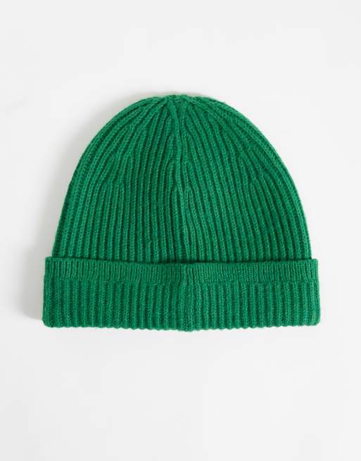Abercrombie & Fitch knitted ribbed beanie in green, 3 of 3