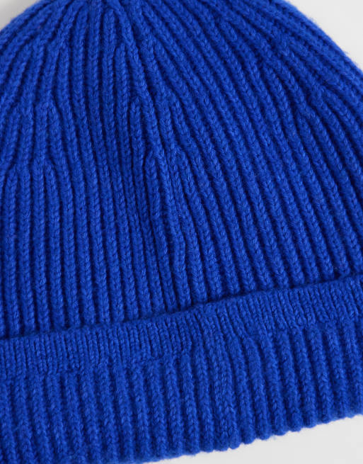 Abercrombie & Fitch knitted ribbed beanie in royal blue, 2 of 3