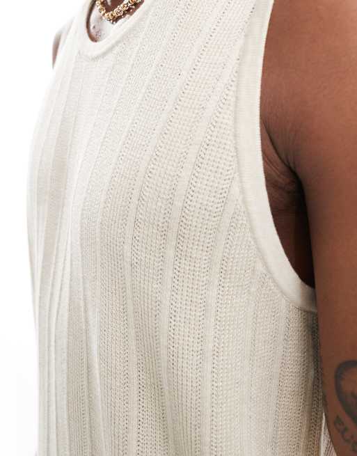 Abercrombie & Fitch knitted tank in cream, 3 of 4