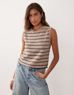 Abercrombie & Fitch Knitted Vest In Neutral