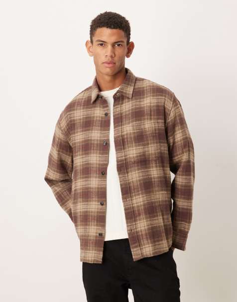 Abercrombie & Fitch – Koszula flanelowa z długimi rękawami w brązową kratkę - view 1