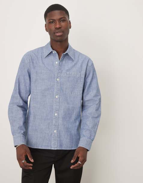 Abercrombie & Fitch long sleeve denim shirt in indigo