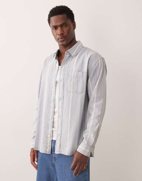 Abercrombie & Fitch long sleeve shirt in blue stripe