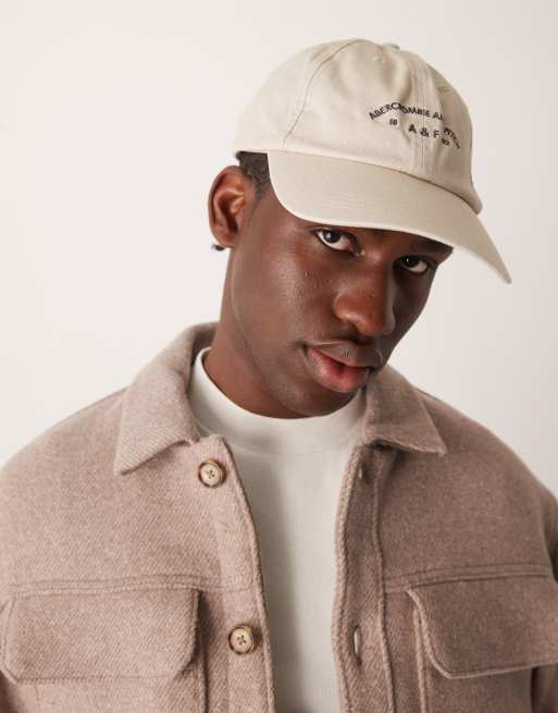 Abercrombie & Fitch – Kremowa baseballowa czapka z daszkiem z diagonalu z kontrastowym logo