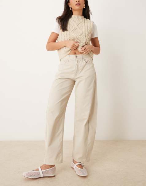 Abercrombie & Fitch barrel balloon pant in cream