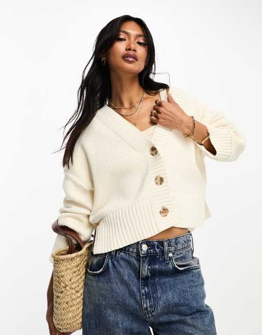 Abercrombie & Fitch – Kremowy kardigan szenilowy