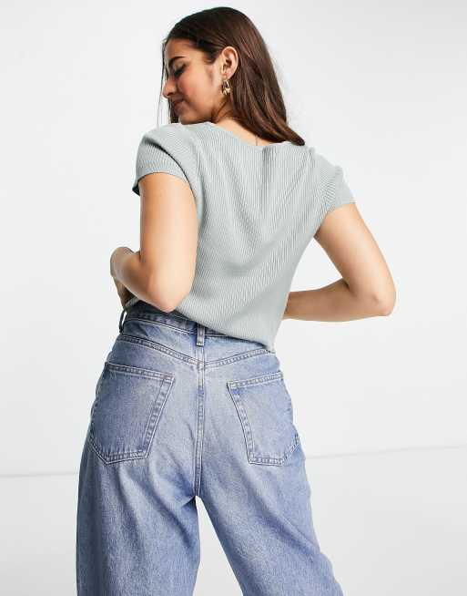 Abercrombie & Fitch – Kurzärmlige Strickjacke in Olivgrün mit Schnürung vorn, 2 von 4