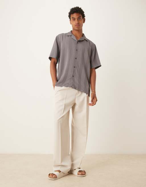 Abercrombie & Fitch – Kurzärmliges Hemd aus grauem Brokat, 3 von 4