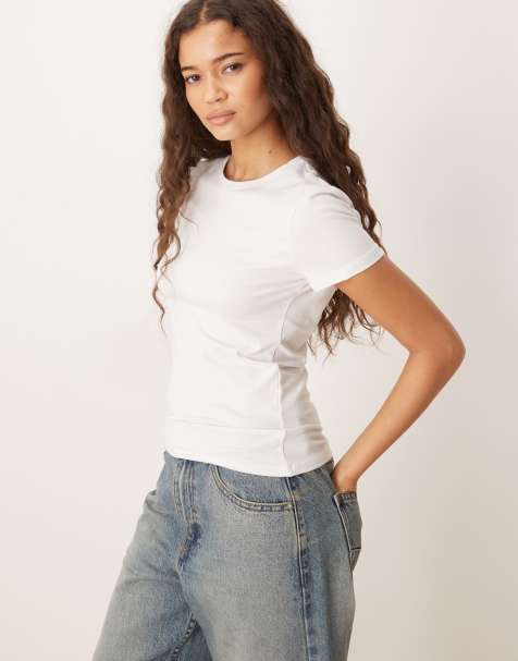 Abercrombie & Fitch – Kurzärmliges, nahtloses T-Shirt in Weiß - view 1