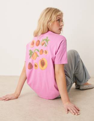 Abercrombie & Fitch - Kurzärmliges Oversize-T-Shirt in Rosa mit Grafik