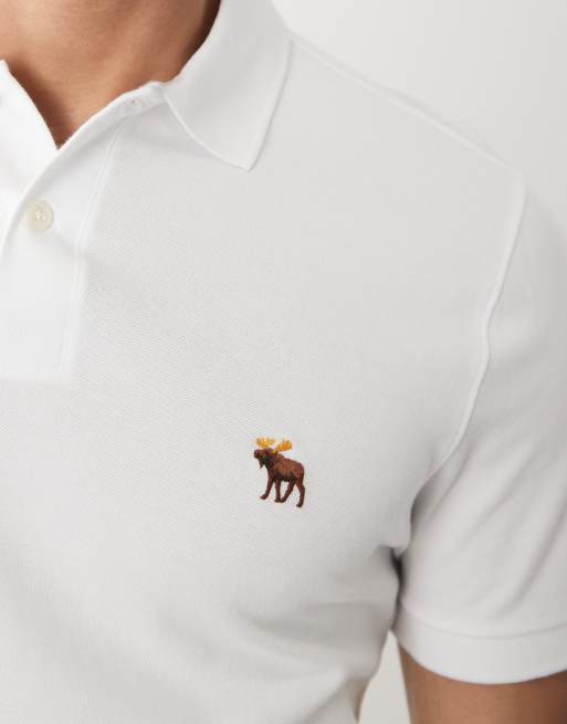Abercrombie & Fitch – Kurzärmliges Oxford-Hemd mit Logo in Weiß, 4 von 5