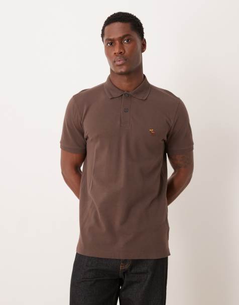 Abercrombie & Fitch – Kurzärmliges Polo-T-Shirt in Braun mit Brust-Logo - view 1