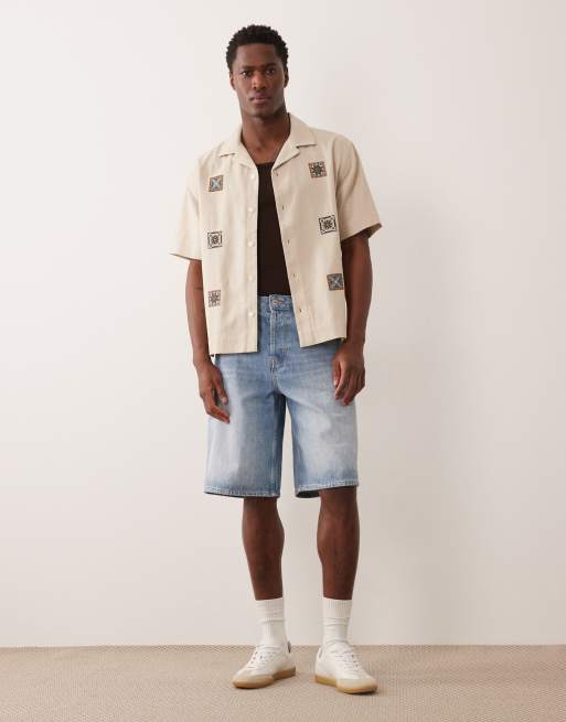 Abercrombie & Fitch – Kurzärmliges Strickhemd in Cremeweiß mit Kacheldetail, 2 von 5