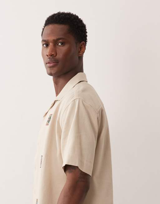 Abercrombie & Fitch – Kurzärmliges Strickhemd in Cremeweiß mit Kacheldetail, 4 von 5