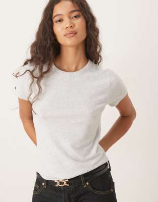 Abercrombie & Fitch - Kurzärmliges T-Shirt in Grau mit Rundhalsausschnitt