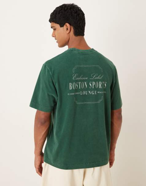 Abercrombie & Fitch – Kurzärmliges T-Shirt in Grün mit Vintage-Grafik hinten - view 1
