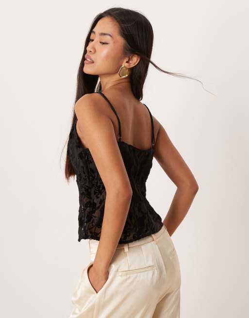 Abercrombie & Fitch lace cami top in black floral, 2 of 4