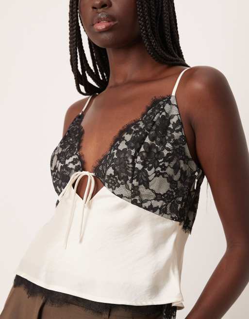 Abercrombie & Fitch lace cami top in cream, 3 of 4