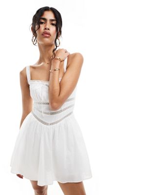 Abercrombie & Fitch lace corset mini skort dress in white
