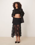 [Abercrombie & Fitch] Abercrombie & Fitch lace detail flowy maxi skirt in black M BLACK