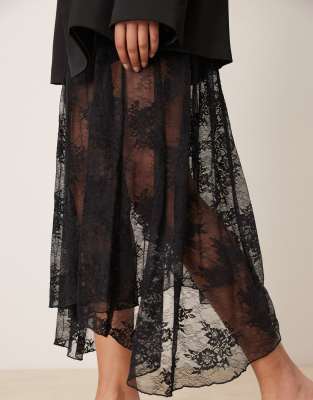 Abercrombie & Fitch Lace Detail Flowy Maxi Skirt