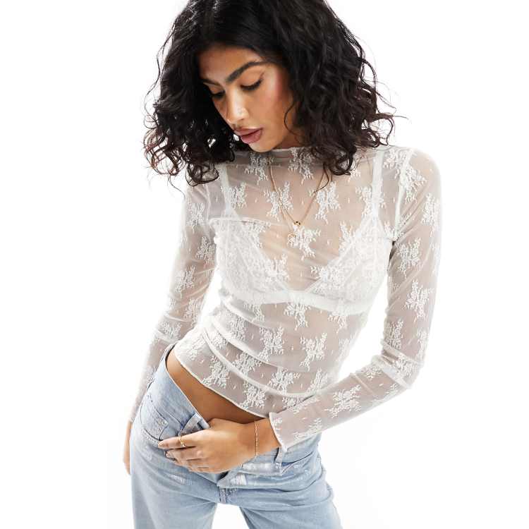 Off white best sale lace top