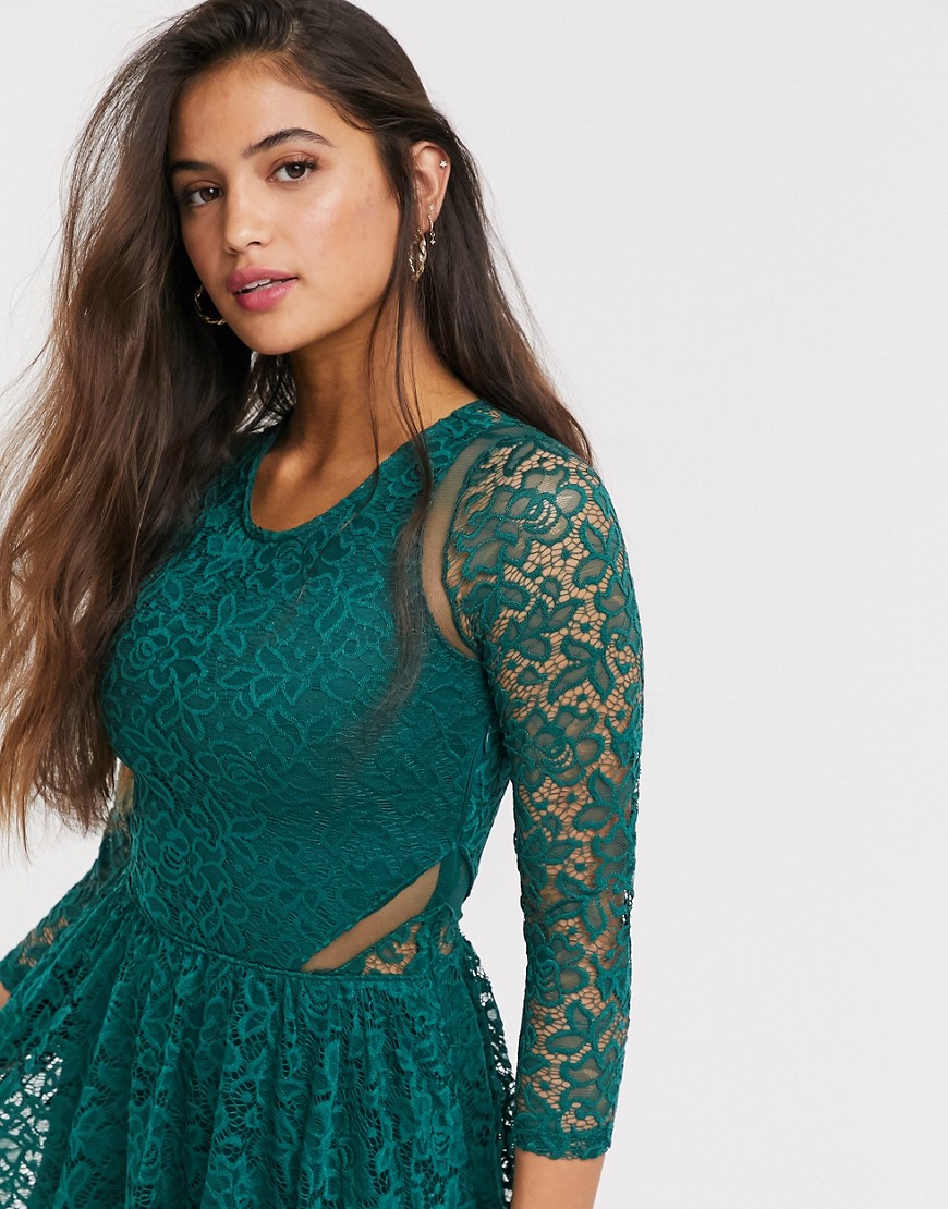 Abercrombie & Fitch lace skater dress in green