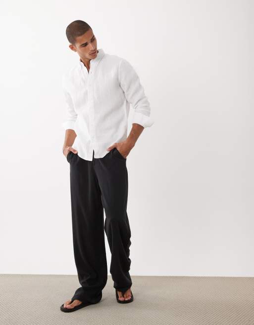 Abercrombie & Fitch – Langärmliges Hemd aus 100% Leinen in Weiß, 2 von 5